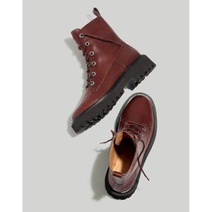 Madewell The Rayna Lace-Up Boot in Leather in Brown
